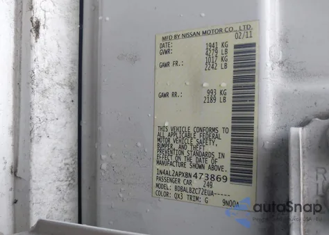 2011 Nissan Altima 2.5 S z USA, uszkodzony, nr VIN 1N4AL2APXBN473869